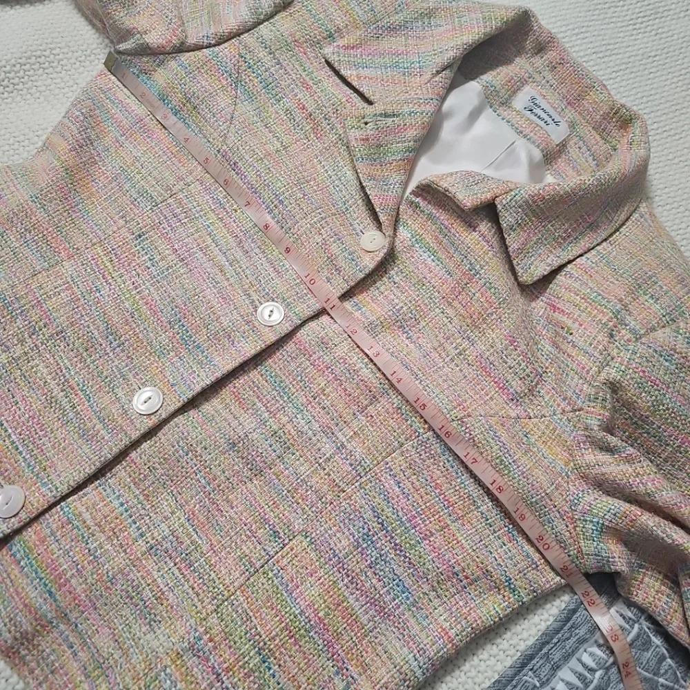 Giancarlo Ferrari Vintage‎ 100% Silk Multicolor Tweed Jacket/Blazer Womens 12